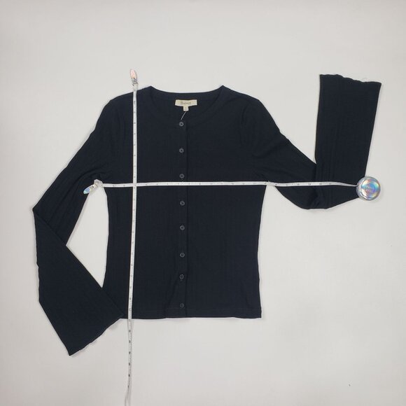 Madewell Flared-Sleeve Cardigan Women’s Medium Black Button Front Sweater Top - Picture 9 of 16